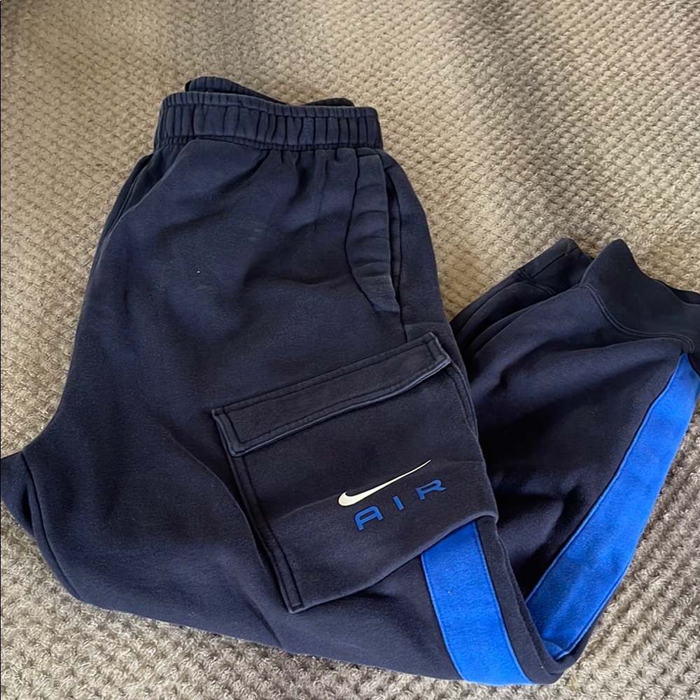 Nike Air Black Joggers with Blue Stripes